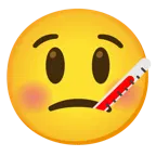 grinning face with big eyes + face with thermometer