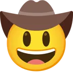 grinning face with big eyes + cowboy hat face