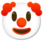 grinning face with big eyes + clown face