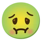 grinning face with big eyes + nauseated face
