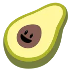 grinning face with big eyes + avocado