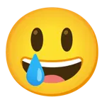 grinning face with big eyes + smiling face with tear