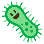 grinning face with big eyes + microbe