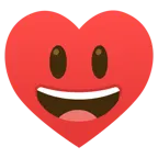 grinning face with big eyes + heart suit