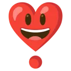 grinning face with big eyes + heart exclamation