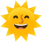 grinning face with smiling eyes + sun with face