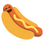 grinning face with smiling eyes + hot dog