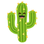 grinning face with smiling eyes + cactus