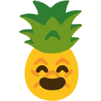grinning face with smiling eyes + pineapple