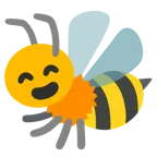 grinning face with smiling eyes + honeybee