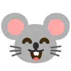 grinning face with smiling eyes + mouse face