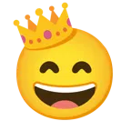 grinning face with smiling eyes + crown