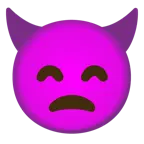 grinning face with smiling eyes + angry face with horns