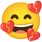 grinning face with smiling eyes + broken heart