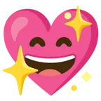 grinning face with smiling eyes + sparkling heart
