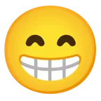 grinning face with smiling eyes + beaming face with smiling eyes