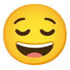 grinning face with smiling eyes + relieved face