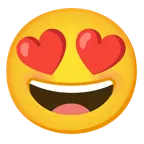 grinning face with smiling eyes + smiling face with heart-eyes