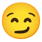 grinning face with smiling eyes + smirking face