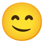 grinning face with smiling eyes + confused face