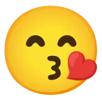 grinning face with smiling eyes + face blowing a kiss