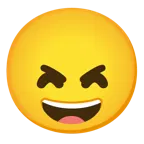 grinning face with smiling eyes + angry face