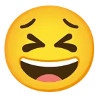 grinning face with smiling eyes + persevering face