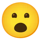 grinning face with smiling eyes + face with open mouth