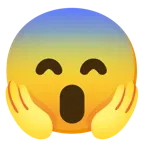 grinning face with smiling eyes + face screaming in fear