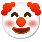 grinning face with smiling eyes + clown face