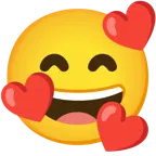 grinning face with smiling eyes + smiling face with hearts