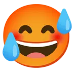 grinning face with smiling eyes + hot face