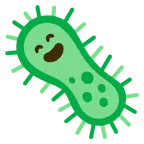 grinning face with smiling eyes + microbe