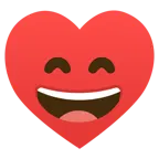 grinning face with smiling eyes + heart suit