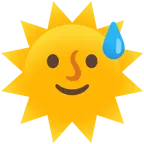 grinsendes Gesicht mit Schweißtropfen + Sonne mit Gesicht