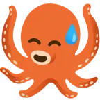 grinning face with sweat + octopus