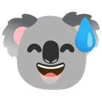 grinsendes Gesicht mit Schweißtropfen + Koala