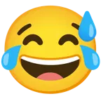 faccina con sorriso e goccia di sudore + faccina con lacrime di gioia