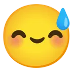 faccina con sorriso e goccia di sudore + faccina con occhi sorridenti