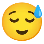 faccina con sorriso e goccia di sudore + faccina sollevata