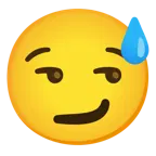 faccina con sorriso e goccia di sudore + faccina con sorrisetto