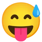 grinning face with sweat + face with tongue