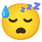 faccina con sorriso e goccia di sudore + faccina che dorme