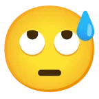 grinsendes Gesicht mit Schweißtropfen + Augen verdrehendes Gesicht