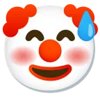 grinsendes Gesicht mit Schweißtropfen + Clown-Gesicht
