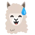 grinsendes Gesicht mit Schweißtropfen + Lama