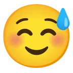 faccina con sorriso e goccia di sudore + faccina sorridente