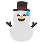 grinsendes Gesicht mit Schweißtropfen + Schneemann ohne Schneeflocken