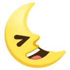 sorriso a bocca aperta con occhi chiusi + faccina ultimo quarto di luna