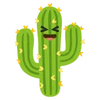 sorriso a bocca aperta con occhi chiusi + cactus